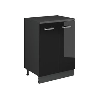 Vicco Armario De Cocina Para Techo Inclinado R-line, Negro Brillo Intenso, 60 Cm Sin Inclinaci&oacute;n Con 2 Puertas, Vicco