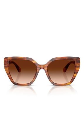 Swarovski 56mm Gradient Irregular Sunglasses in Striped Brown /Brown Gradient at Nordstrom