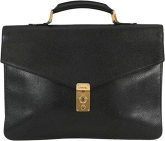 Chanel Pre-owned Handbags, female, Black, Size: ONE SIZE Pre-owned Vintage Briefcase