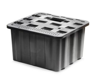 PRIMROSE Heavy Duty Black Plastic Reservoir Water Feature Base Container 110L in True Black