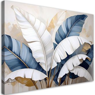 Feeby Impresi&oacute;n De Imagen Hojas De Platanero Naturaleza Plantas Blanco Y Beige 100x70