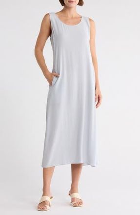 Eileen Fisher Scoop Neck Sleeveless Silk Dress in India Sky at Nordstrom Rack, Size Medium