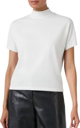 Elliott Lauren Mock Neck Short Sleeve Top In Cream