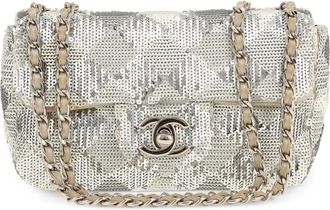 Chanel 2014 Timeless kleine schoudertas met pailletten - Zilver
