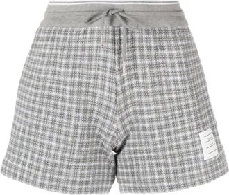 Thom Browne Grijs Geruite Tweed Track Shorts - Dames - Bermuda - Grijs - M - Tweed - Korte Broeken