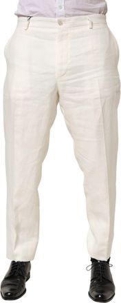 Dolce & Gabbana White Linen Formal Dress Men Trouser Mens Pants (Pre-Owned)