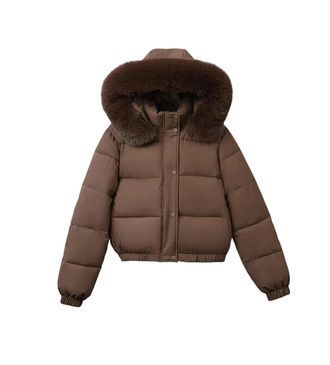 Generic Womens Cotton Fleece-Lined Thickened Detachable Hooded Warm Outerwear, Classic Solid Color Outerwear Coffee