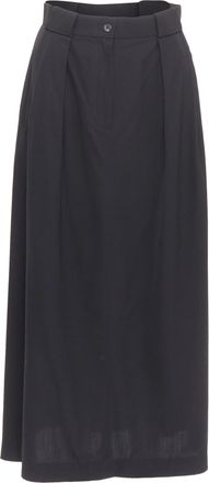 The Row Black Pleated Waist Silk Lined Midi Skirt