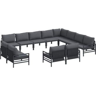 vidaXL Conjunto De Sof&aacute; De Jard&iacute;n 12 Pcs Antracita Acero Vidaxl