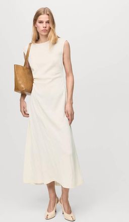 Mango Vestito lyocell vita pinces grezzo - Donna - M - MANGO