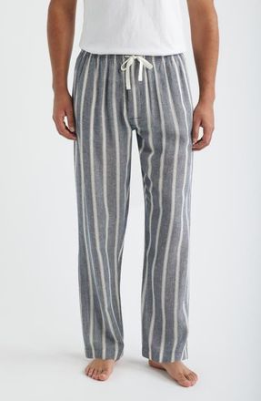 Majestic International Textured Retreat Woven Cotton Drawstring Pajama Pants in Navy/Beige at Nordstrom, Size Xx-Large