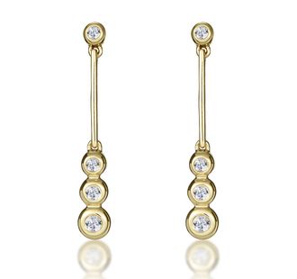 The Diamond Store Small Drop Earrings 0.12ct Diamond 9K Yellow Gold