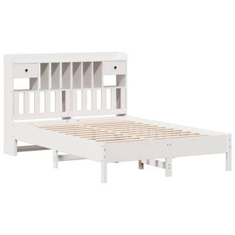 Berkfield Home Decorative Bookcase Bed Frame White 150x200 cm King Size Solid Wo