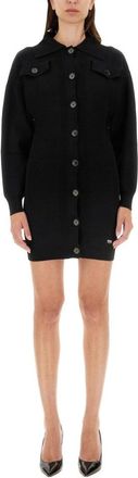 Moschino Ribbed Mini Dress With Button-Down Front