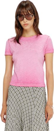 Diesel Slim T-shirt with tonal logo print - T-Shirts - Woman - Pink