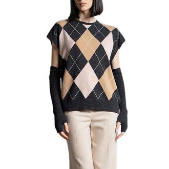 Kaos Kaos - Argyle Vest - Dames - Truien - Veelkleurig - Maat: M Wol