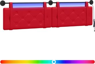 vidaXL Cabecero Colgante Con Luz Led Rojo Cuero Sint&eacute;tico Vidaxl