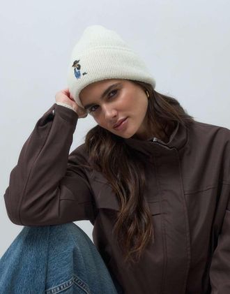 Polo Ralph Lauren berretto con stampa orso natalizia in crema-Bianco