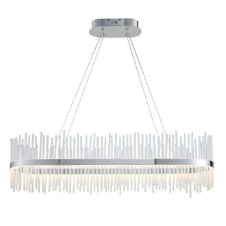 Netlighting Trapani Bar Pendant Ceiling Light Chrome Plate Clear Glass in Grey