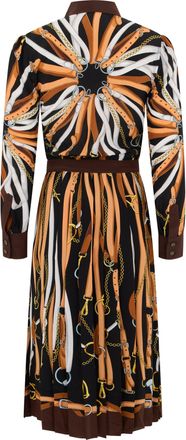 Gucci Chain and Stripe Printed Silk Dress - Black