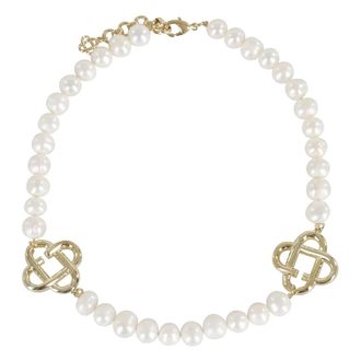 Casablanca Accessoires, Dames, Grijs, ONE Size, Medium Pearl Logo Necklace