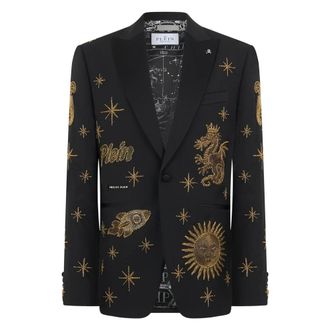 Philipp Plein Heren, Jassen, Zwart, Maat: 6XL Wol
