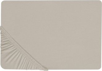 Beliani S&aacute;bana De Algod&oacute;n Gris Pardo 90 X 200 Cm Ajustable Bordes El&aacute;sticos S&oacute;lido Janbu