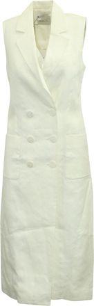 Racil Marrakech Double Breasted Vest in White Linen