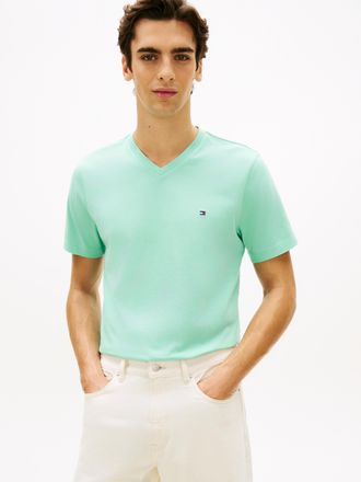 Tommy Hilfiger V-Shirt TOMMY HILFIGER ESSENTIAL V-NECK, Herren, Gr. XXL, arctic aqua, Single Jersey, Obermaterial: 100% Baumwolle, regular fit, V-Ausschnitt, Shirts 