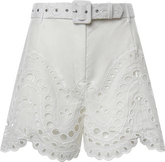 Charo Ruiz Ibiza Dune Shorts met Riem - Dames - Bermuda - Wit - L - Katoen - Korte Broeken