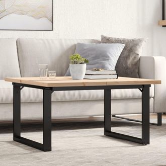 vidaXL Vidaxl - Mesa De Centro Marco O Madera Maciza Pino Y Acero 80x80x45,5 Cm