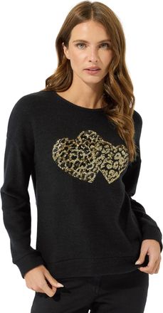 M&Co Womens Sequin Heart Embellished Jumper - Womens Black