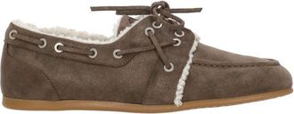PESERICO Brown Fur Suede Loafers