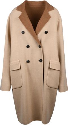 Eleventy Reversible Double-Breasted Wool Coat With Contrasting Details