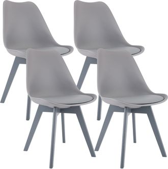 Clp Clp - Set De 4 Sillas De Comedor Linares Gris/gris Pl&aacute;stico