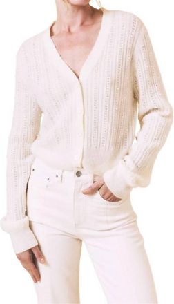 LE JEAN Pearl Embellished Cardigan In Ivory