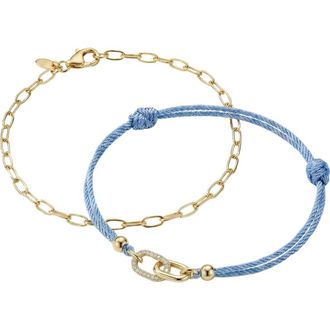 Argento Vivo Set of 2 Friendship Bracelets in Gold/Blue at Nordstrom