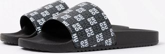 HUGO BOSS Mens HUGO Timein Mens Slides with Checkered Logo Strap - Black 001 - Size: 10