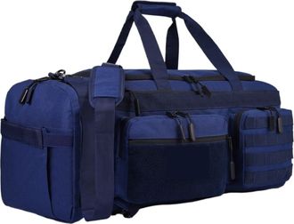 Generic Compatible For 50L 3 in 1 Travel Duffle Bag Men Large Gym Sports Bags Tactical Military Backpack with Shoes Compartment & Wet Pocket(Blue)