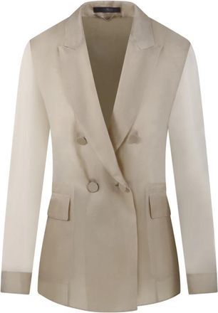 Max Mara Slogan Blazer van zijden organza - Dames - Blazers - Beige - M - Organza - Jassen