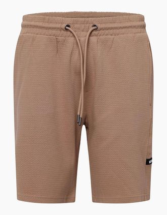 Duck and Cover Mens Topfield Textured Bermuda Sweat Shorts - Cream/Brown - Size: 32/34/35