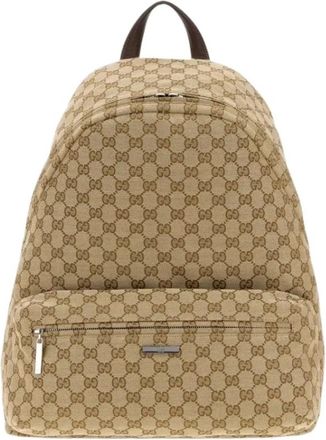 Gucci Grote Tag Rugzak - Heren - Rugzakken - Beige - ONE Size - Katoen - Tassen