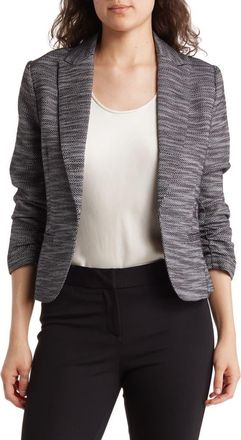 Amanda + Chelsea Ruched Sleeve Jacquard Blazer in Black/White at Nordstrom Rack, Size X-Small P