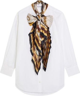 Acne Studios Dasca Printed Neck-tie Cotton-poplin Shirt - White - 38 (UK10 / S)