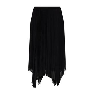 Valentino Garavani Rokken, Dames, Zwart, S, Chiffon, Geplooide Rok met Split