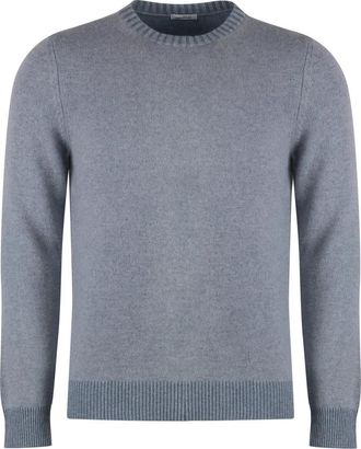 Malo Luxe Cashmere Sweater met Geribbelde Randen - Heren - Cashmere truien - Blauw - 4XL - Kasjmier - Truien & Vesten