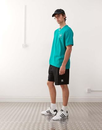 adidas Originals Essentials Trefoil - Pantaloncini a nido dape neri e bianchi-Nero