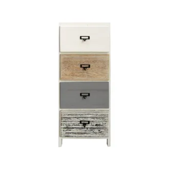 Mobili Rebecca Mobili Rebecca - Rebecca Mobili C&oacute;moda 4 Cajones Madera Blanca Beige Gris Montada 79x30x24