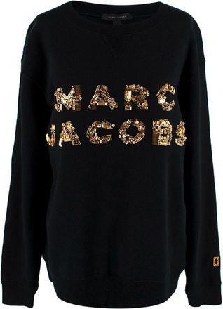 Marc Jacobs Black & Gold Beaded Logo Sweatshirt Size XS