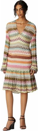 Missoni Long Sleeve Short Dress With Zig Zag Lace Pattern in Multicoloured at Nordstrom, Size 40 It